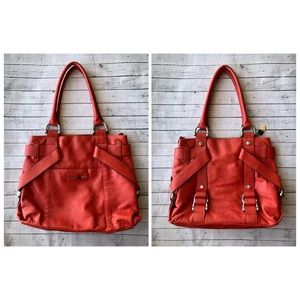Sloane & Alex Bag Ruby Red Leather Tote Handbag